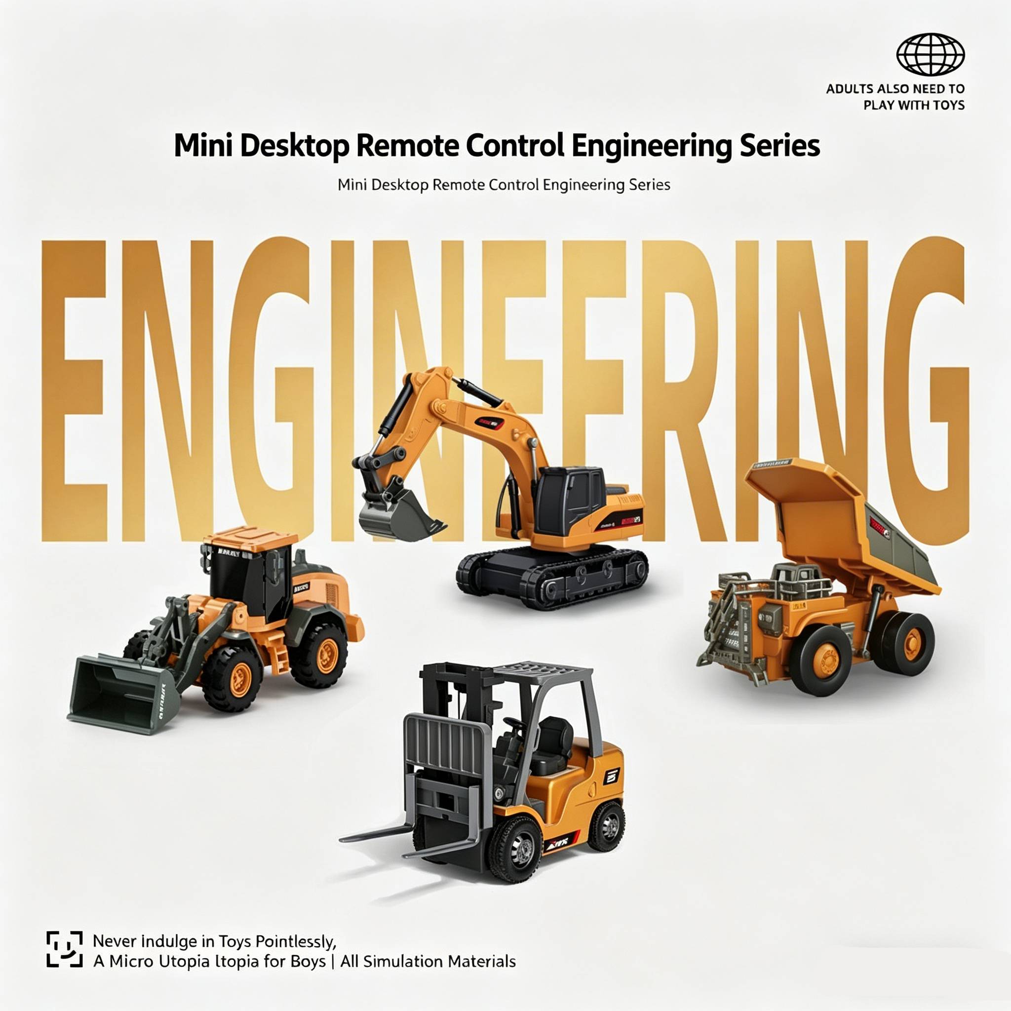 Rc Hobby Excavator - 1/64 Mini Remote Controlled Bulldozer, Forklift,