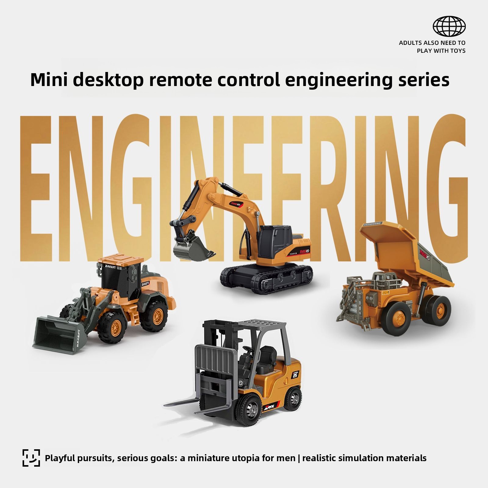 Rc Hobby Excavator - 1:64 Metal RC Engineering Car Set,